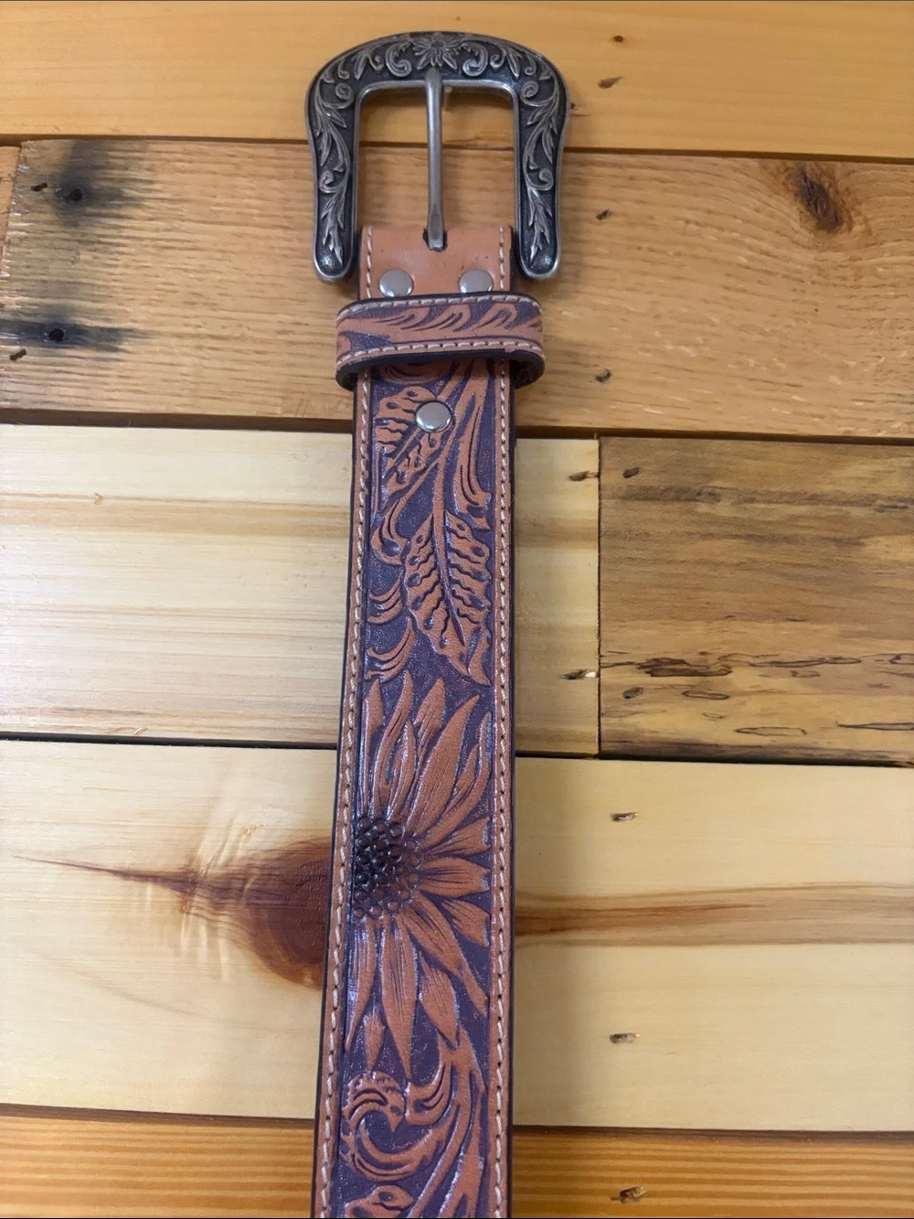 Nocona Belt Co. Tooled Genuine Leather Brown Belt